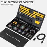 71 in 1 Precision Electric Screwdriver Set Cordless with 48 Magnetic Bits Phillips LED5Torque 0.52N Tweezers PC Phone Repair Kit