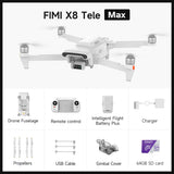 FIMI X8 Tele Max Drone 30x Hybrid Zoom Wide-Angle Tele Camera 20KM Range 4K 60fps 3-Axis Gimbal GPS AI Super Night Video
