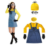Family Little Yellow Men Cosplay Costume Set Adult Yellow Shirt Blue Overalls Halloween Carnival Party Role Play Outfit