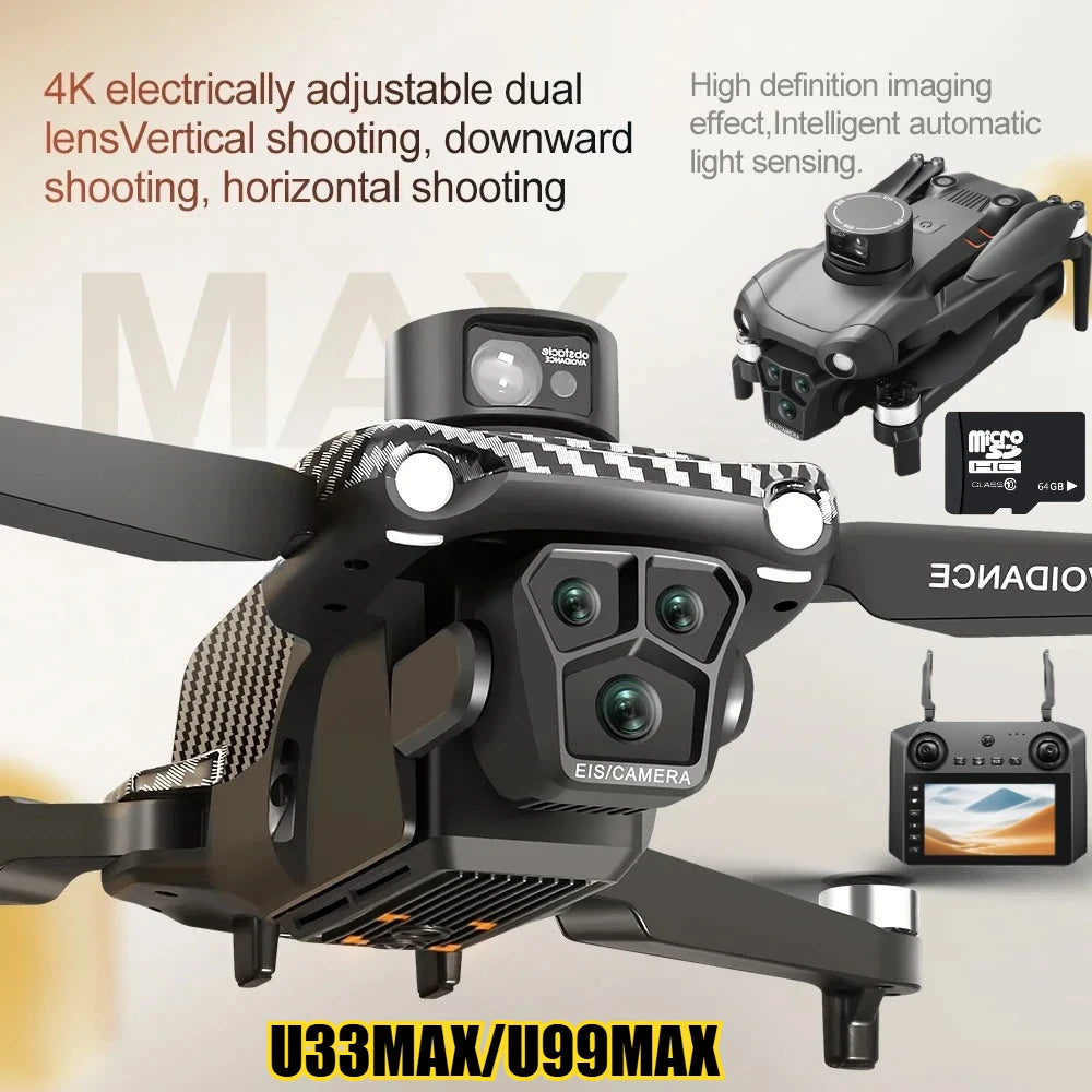 4.5-Inch Screen Controlled Drone GPS Positioning Dual Camera Brushless Motor Aircraft Laser Obstacle Avoidance Remote
