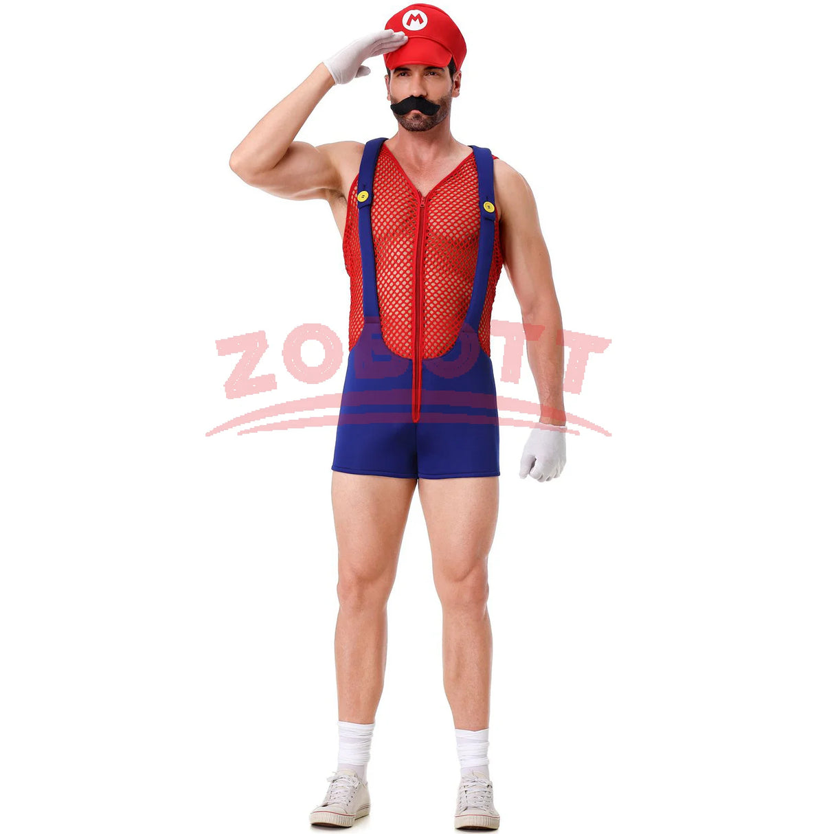 Anime Luigi Bros Cosplay Costume Red Blue Hollow Overalls Jumpsuits Costume Carnival Party Disguise Plumber Funny Onesie