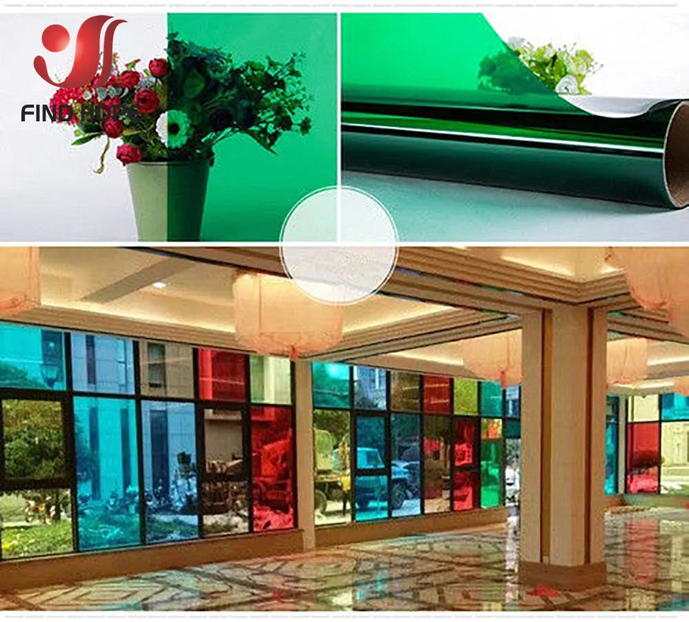 Transparent Window Film Multicolor Solar Tint Self Adhesive Stain Glass Decor Vinyl Roll DIY A4 20/40*120CM