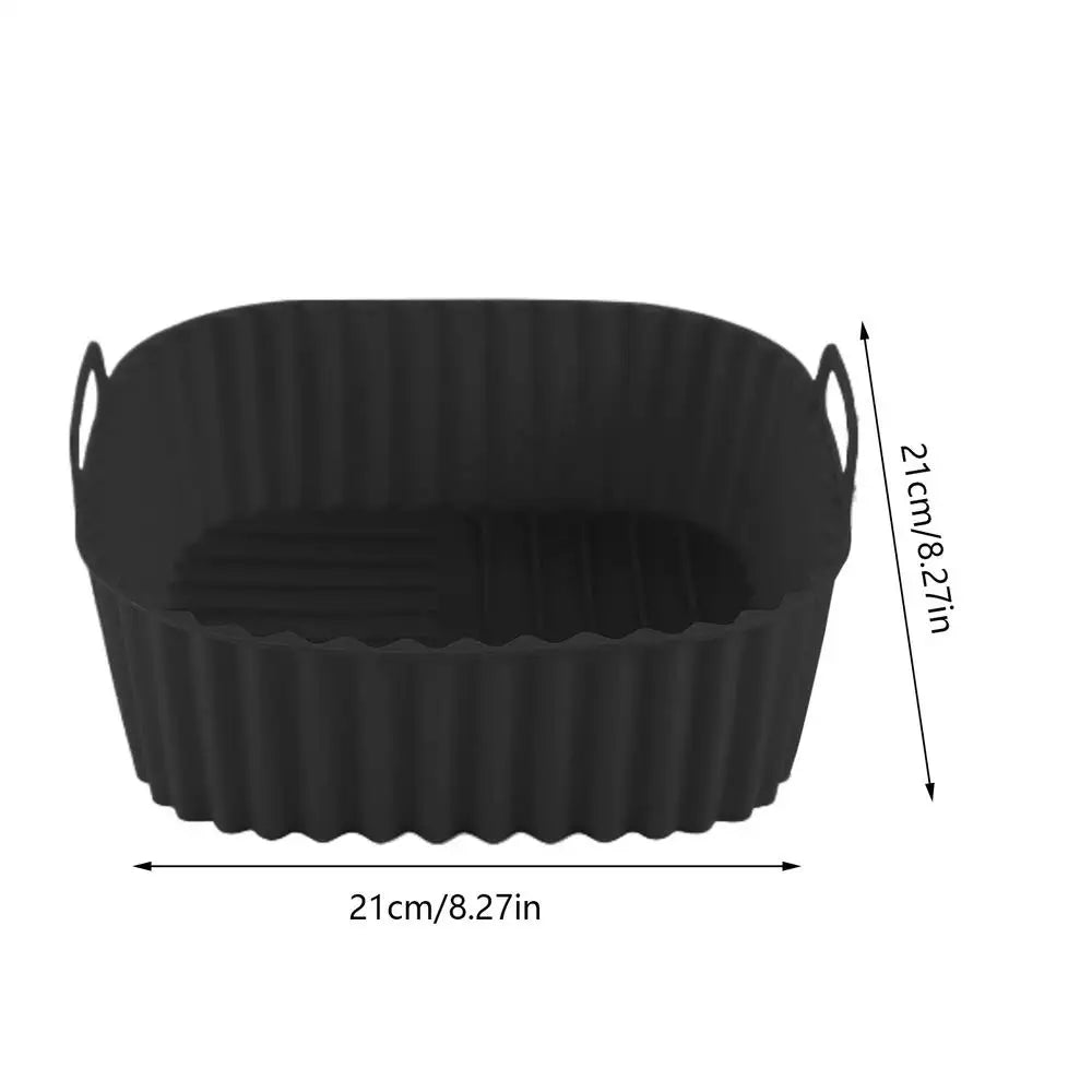 21cm Silicone Air Fryer Liners Square Non Stick Reusable Basket for Pizza Roasting Baking Easy Clean Heat Resistant Accessories