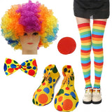 Clown Costume -  Nose Wig Bow Tie Shoes Headband Gloves Hat Stockings and Vest Dress Up Cosplay Props Accessories