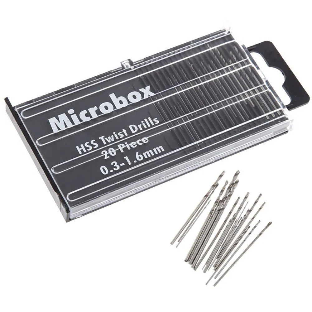 20Pcs 0.3mm-1.6mm Mini HSS Spiral Drill Bit Set With Box Drill Bits Set For Precision Crafts Jewellery Watch Repair