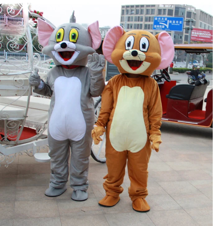Hot Grey Cat and Brown Mouse Mascot Costume Anime Cartoon Characters Advertising Event Party Christmas Costume for Adults Kids
