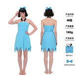 Modern Primitive People Fred and Wilma Flintstone Costume Barney Rubble Caveman Outfit Halloween Party Indian Cosplay Costume