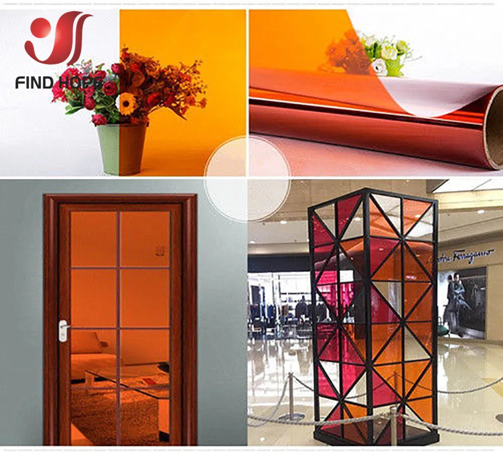 Transparent Window Film Multicolor Solar Tint Self Adhesive Stain Glass Decor Vinyl Roll DIY A4 20/40*120CM
