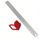 45/60/90 Degree Angle Scriber, Woodworking Steel Ruler Positioning Block Center Locator, Woodworking Square Layout Diagram