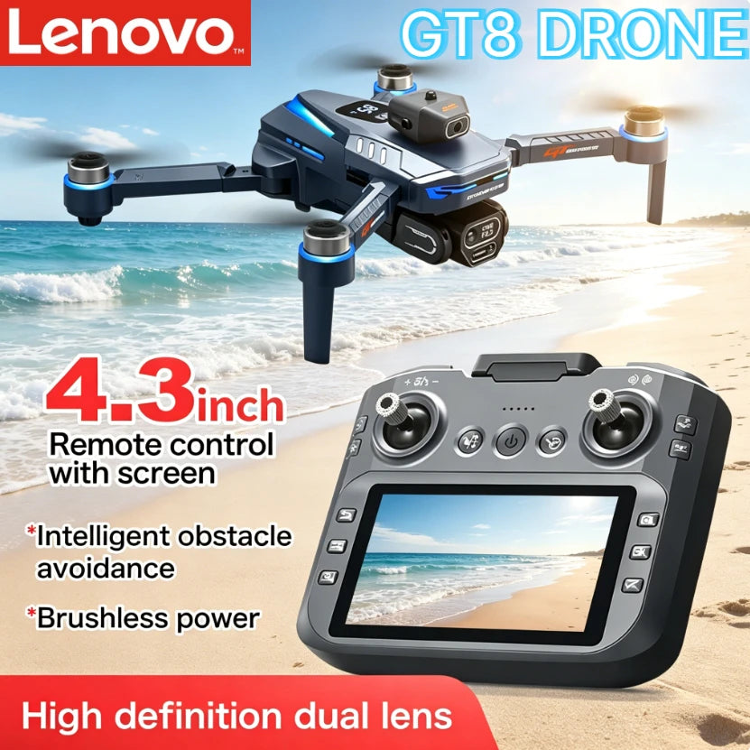 Lenovo GT8 GPS Foldable Drone 8K Dual Camera 5G WIFI FPV Brushless Optical Flow Obstacle Avoidance RC Aerial Quadcopter