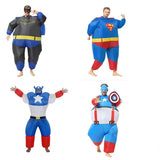 Superman Inflatable Captain Super Hero Cosplay Blue Muscle Hulk Batman Jumpsuit Costume Halloween For Adult Inflate Costume Prop