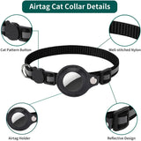 Cat AirTag Holder Collar Breakaway Reflective Strips Adjustable Kitten Collar Waterproof Cat Bell Collar Pet Air Tag Case