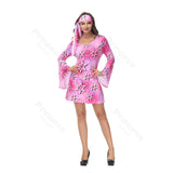 70s Costume Disco Dresses for Women Halloween Costume Sexy Hippie Costume Disco Dress with Disco Headband 70s Outfit Women