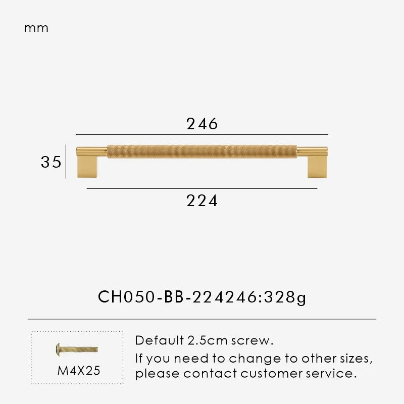 Nurlin New Solid Brass Knurling Brushed Cross Brass Cabinet Long Appliance Pull Bar Furniture Refrigerator Door Kitchen handle