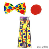 Clown Costume -  Nose Wig Bow Tie Shoes Headband Gloves Hat Stockings and Vest Dress Up Cosplay Props Accessories