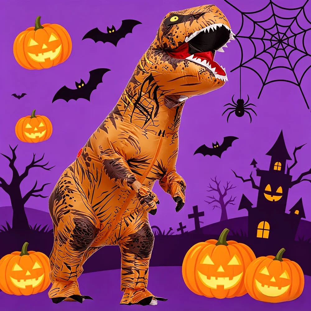 Adult Inflatable Dinosaur Halloween Costume, T-Rex Fancy Dress Outfit for Halloween Parties, Cosplay, Festivals and Role Play