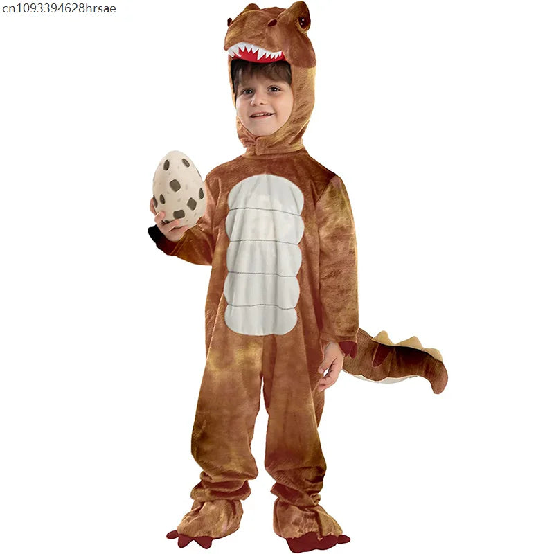 Children Dinosaur Cosplay Costume Toddler Tyrannosaurus Stage Show Role Play Hooded Romper Jumpsuit