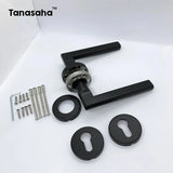1 Pair 304 Stainless Steel Door Handle Matte Black Round Tube Door Handle Furniture Hardware Door Handles for Interior Doors