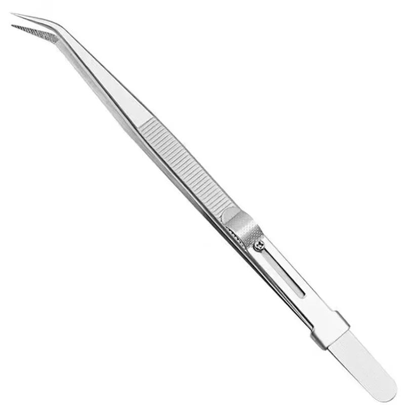 16CM Professional High Precision Stainless Steel Jewelry Tweezers Sandblasting DIY Diamond Gem Jewelry Jeweler's Slotted Buckle