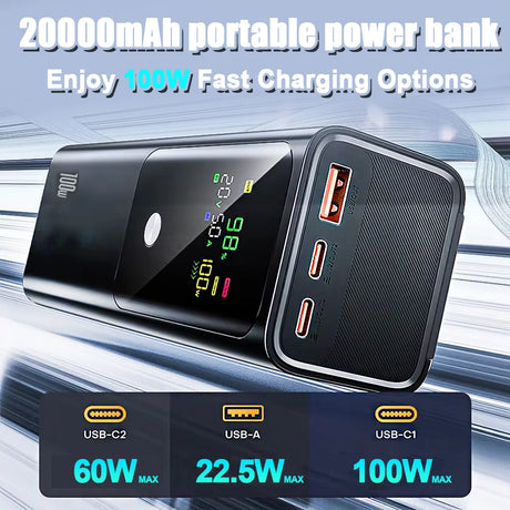 20000mAh portable power bank 100W fast charging