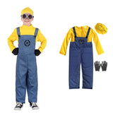 Family Little Yellow Men Cosplay Costume Set Adult Yellow Shirt Blue Overalls Halloween Carnival Party Role Play Outfit