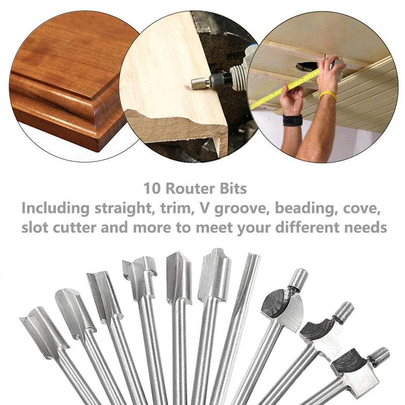 Woodworking Router Bit HSS Milling Cuuter for Dremel Rotary Tools DIY Wood Carbide Carving Engraving Trimming Drilling Carpentry