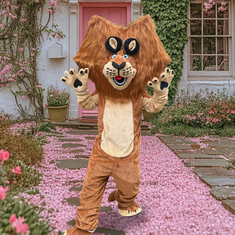 Cartoon Brown Lion Mascot Costume Adult Animal Character Lion King Cosplay Mascotte Fancy Dress Theme Party Carnival Props