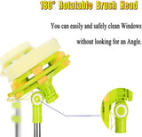 DayPlus Mulpurpose 2 in 1 Window Cleaning Tool-U Shaped Telescopic High Rise Window Cleaner, Adjustable Sponge Head&Squeegees