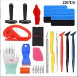 20 Piece Set of Automotive Film Application Tools, Plastic Scraper, Felt Scraper, Carving Knife and Blade, Gloves