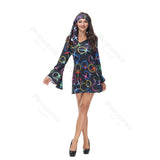 70s Costume Disco Dresses for Women Halloween Costume Sexy Hippie Costume Disco Dress with Disco Headband 70s Outfit Women
