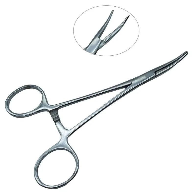 1pc Stainless Steel Hemostatic Forceps Surgical Forceps Tool Hemostat Locking Clamps Forceps Fishing Pliers Curved/Straight Tip