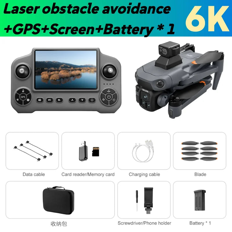 Lenovo V918 Max Drone with LCD Screen Remote Control GPS Laser Obstacle Avoidance 8K Professional Camera FPV 3000M RC Gifts