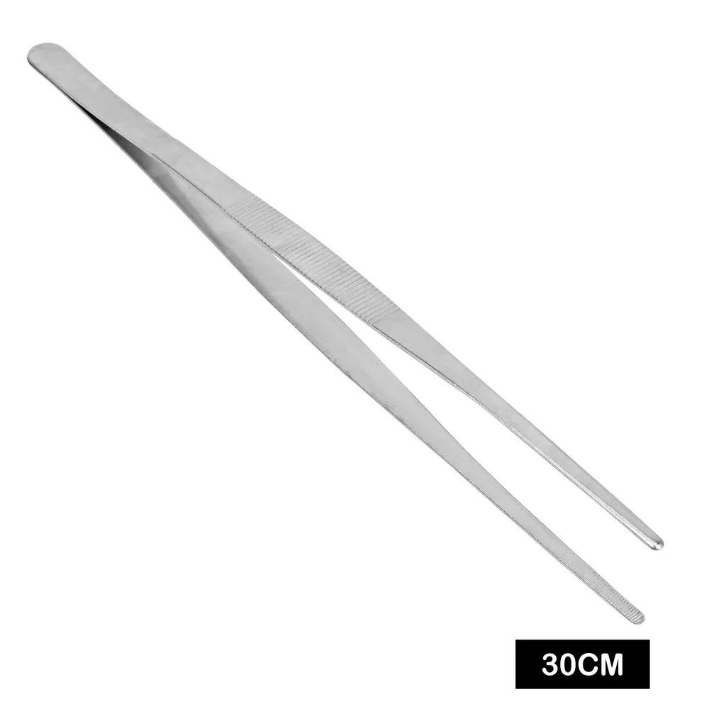 20CM/30CM Home Medical Garden Kitchen BBQ Tool Long Barbecue  Food Tong Stainless Steel Straight  Tweezer Toothed Tweezer