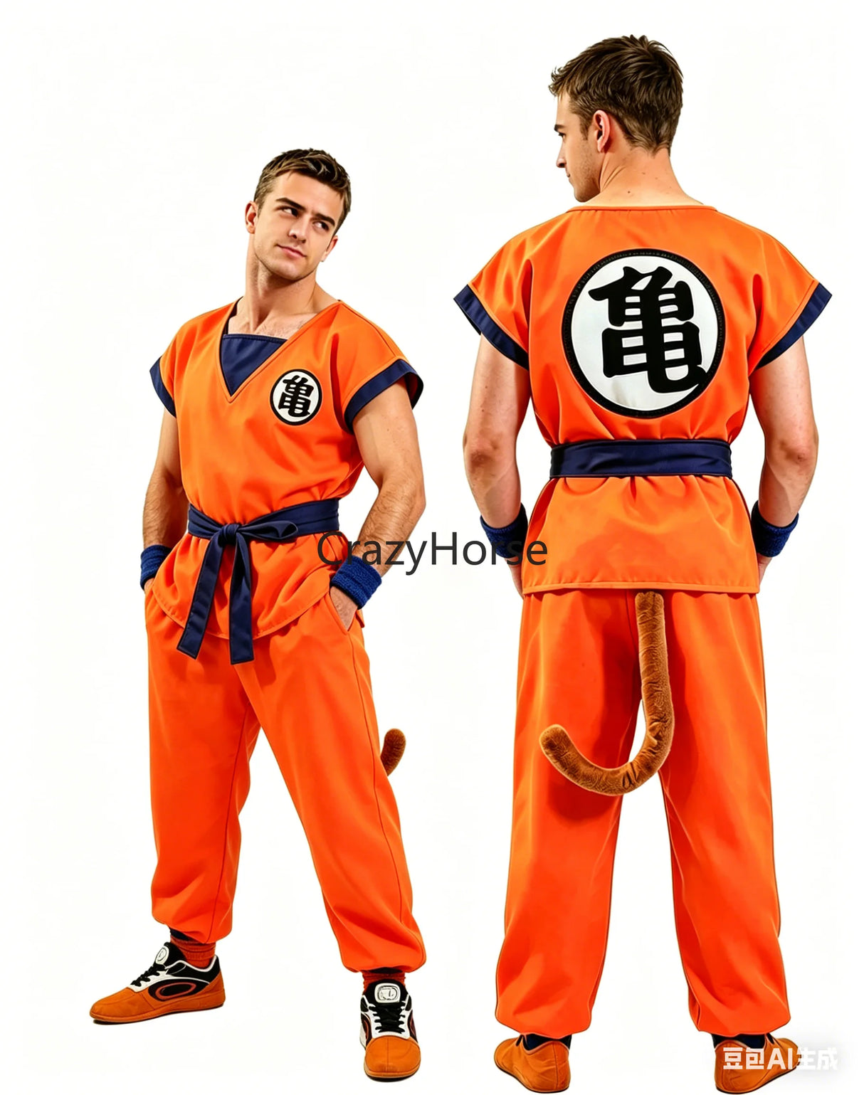 Halloween Adult Son Goku Cosplay Costume Suit Anime Men Woman Krillin Training Clothes Superheroes Saiyan Jumpsuit Role Play Wig