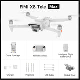 FIMI X8 Tele Max Drone 4K Professional 30min Flight Time 20km Range Original 60fps Dual Camera 3-Axis Gimbal & AI Night Vision