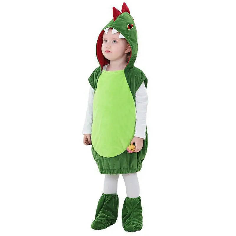 Umorden Green Dinosaur Costume Vest Hoodie for Children Boys Girls Toddler 3-4Y 6-8Y with Foot Covers Halloween Purim Clothes