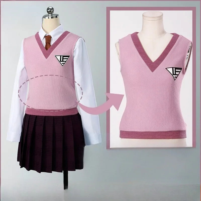 Anime Kaede Cosplay Akamatsu Costume White Shirt Pink Vest Skirt JK School Uniform Role Play Outfit Halloween Carnival Party