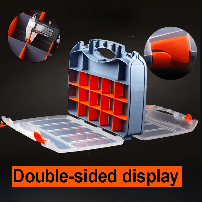 Tool Box Organizers and Storage Plastic Container Compartment Adjustable Detachable Chest Case for Tool Hardware Fastaner Screw