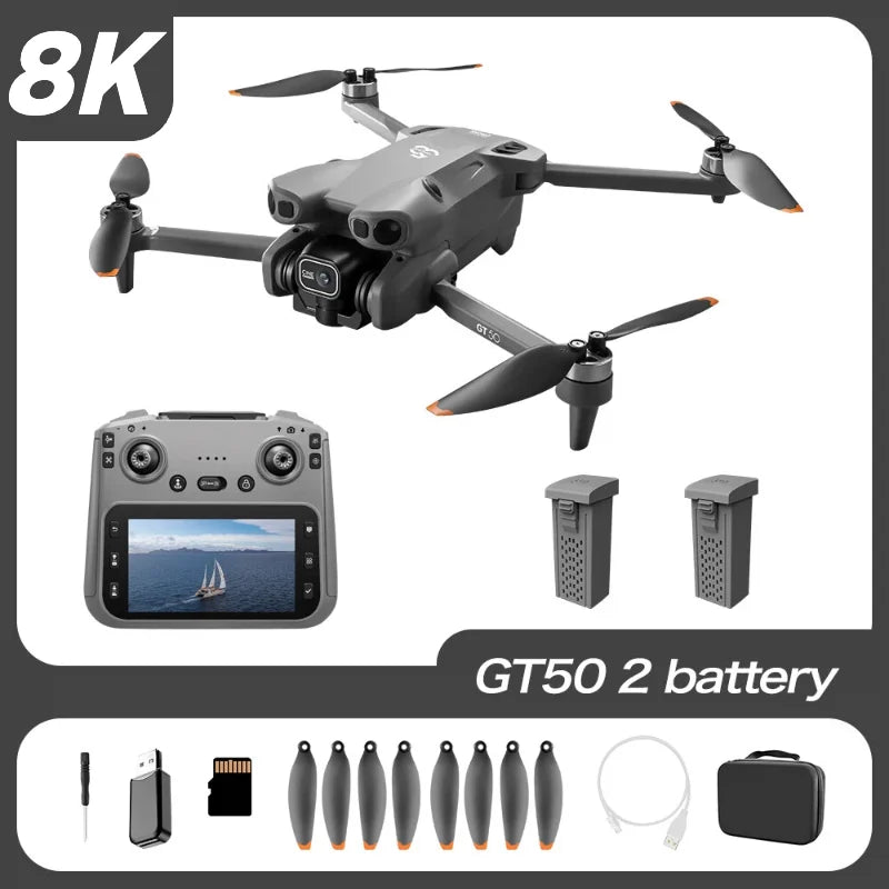 Lenovo GT50 Pro RC Drone 8K HD Dual Cameras WiFi GPS Brushless Motor 5.64 Inch Large Screen Remote Control 20Min Flight Gift Toy