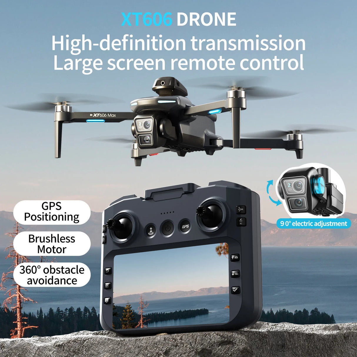 Lenovo NEW XT606 GPS Drone 8K HD Professional dual camera 5G WIFI FPV Obstacle Avoidance Brushless RC Quadcopter Dron toys