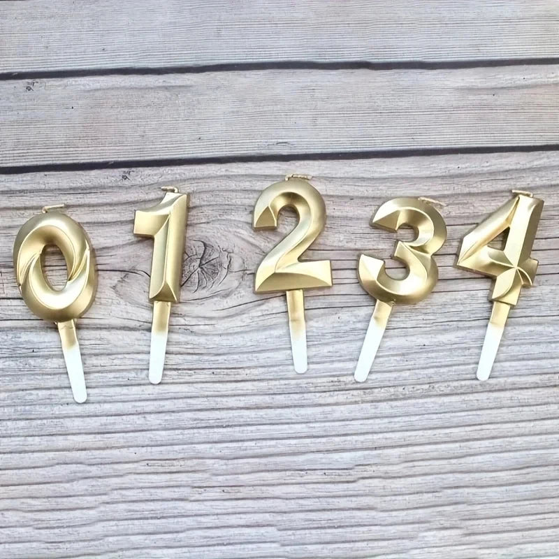3D Gold Diamond Number Candles – Large Birthday Cake Topper for Wedding Anniversary & Party Home Celebration