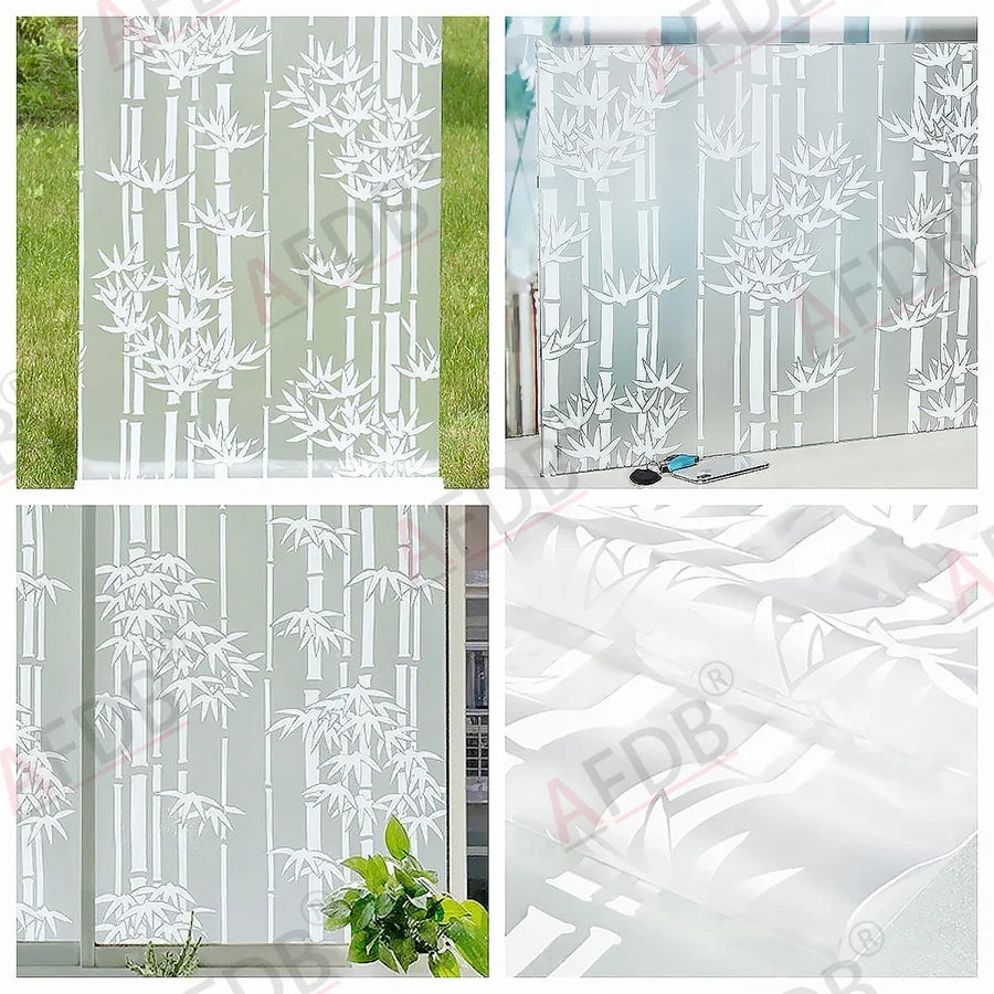Privacy Window Film Sun Protection UV Blocking Self-adhesive Film for Home Frosted Opaque Stained Glass Sticker Heat Control