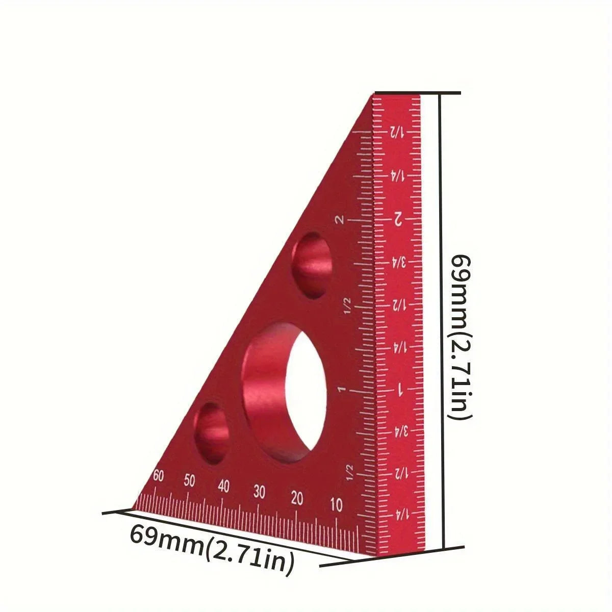 Aluminium Esquadro Ruler, 45/90 Right Angle Triangle Gauge with Both Imperial and Metric Scales