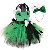 Flintstones Bone Costume Kids Girl Halloween Party Dresses Green St. Patrick's Day Cartoon Tutu Dress Children Carnival Clothes