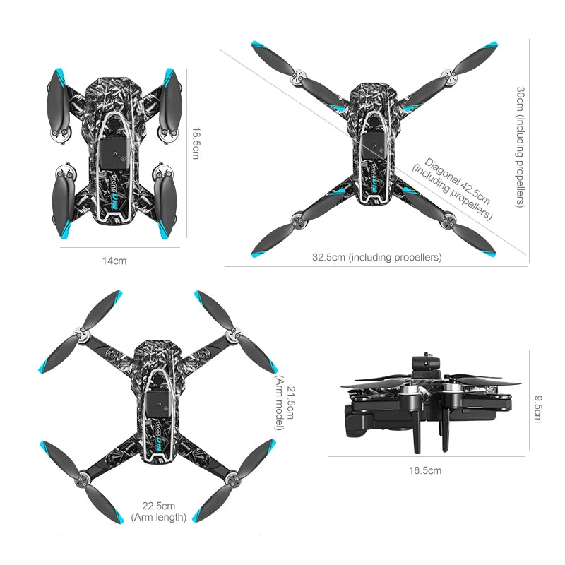 New D13 Drone 4K Professional HD Triple Camera 5G WIFI FPV Dron 360° Obstacle Avoidance Brushless Large Screen RC Quadcopter Toy
