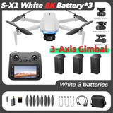 Lenovo S-X1 MAX GPS Drone 3-Axis Gimbal 8K Camera 5000m FPV Foldable Drone with LCD Remote Screen 3 Batteries Professional UAV