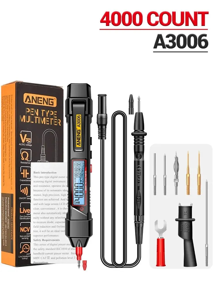 ANENG A3006 Digital Multimeter Pen Type 4000 Counts AC/DC Voltage Meter Tip Test Zero Fire Line High Precision Electric Tools