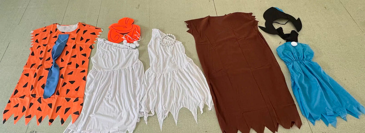 Women Men Flintstone Cosplay Halloween Costume Tv&Movie Role Play Dress and One Piece Set for Adults Party Carnival Wear