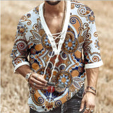 Retro 60s 70s Hippie Costume for Men Drawstring Printing T-shirt Cosplay Outfit Halloween Party Disco Funny Clothes Role Play
