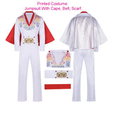 Elvises Cosplay Costume Anime Presleleying Rocker Singer Performance Jumpsuit Suit Adult Kids Party Halloween Costume For Men